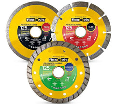 FLEXOVIT Diamond Blade Set 125 x 2 x 10 x 22  3 Piece 70184601733
