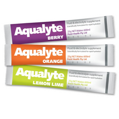Aqualyte 25g Satchets  Box 50 Mixed Flavours Berry Lemon/Lime Orange A-M25G50S