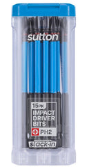 Sutton SupaTorq  Phillips Impact Screwdriver Bits PH2 100mm Stack In Set 16Pc S200T15E02