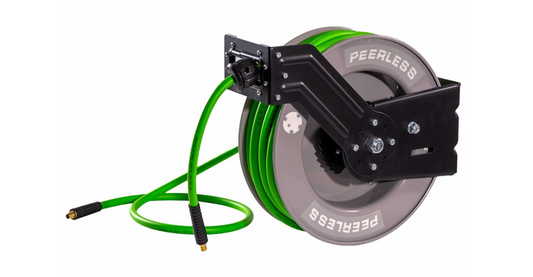 Peerless 25M 3/8" Heavy Duty Metal Air Hose Reel -Rubber Coated Pvc - 1/4” Bsp Fittings 00287 Air Hose Reel Peerless Products