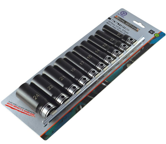 Dual Action 10 Piece 1/2 Drive 6-Point Metric Deep Socket Set 11241002 Socket Set Dual Action