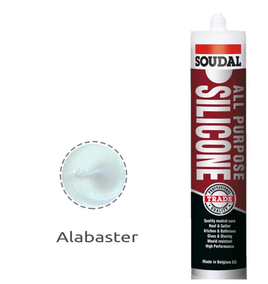 Soudal All Purpose Silicone Alabaster 300ml x 12 121671 silicone Soudal
