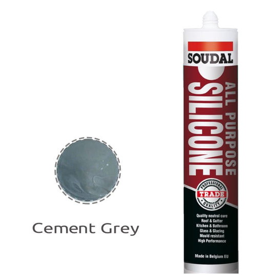 Soudal All Purpose Silicone Cement Grey 300ml x 12 131649 silicone Soudal
