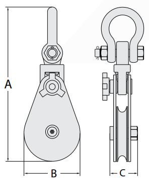 Austlift Snatch Block with Shackle Head 8T 8" Suits 16-18mm steel rope 140108 Snatch Block Austlift