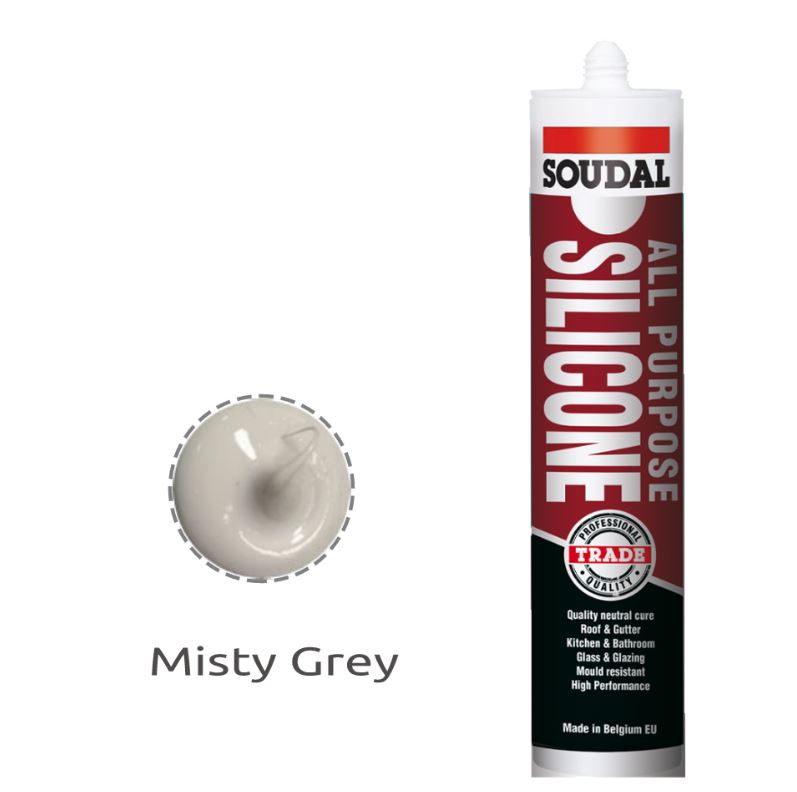 Soudal All Purpose Silicone Misty Grey 300ml x 12 144928 silicone Soudal