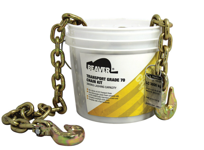 Beaver Grade 70 Transport Load Chain Kit With Grab Hooks on Each End 8mm Chain LC 3800kg 145128 lever block Beaver
