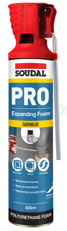Soudal Genius Gun Expanding Foam Gap Filler 500ml 175532 expanding foam Soudal