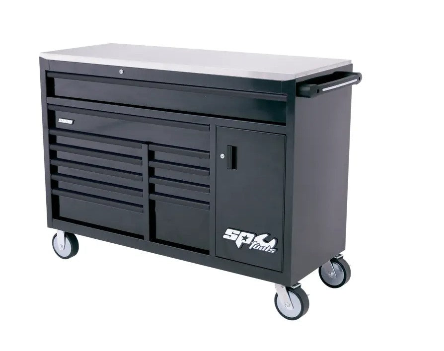 SP Tools Sumo Series Roller Cabinet With Power Tool Cupboard And Built-In Power Board 12 Drawer Black Handles SP40095 tool cabinet SP Tools