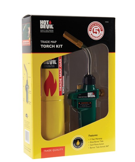 Hot Devil Trade Map Turbo Torch Kit HD030 Butane Gas Hot Devil