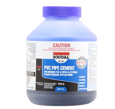 Soudal PVC Pipe Cement Type N 500ml Blue x 12 222509 Adhesive Soudal