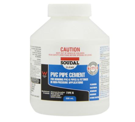 Soudal PVC Pipe Cement Type N 500ml Clear x 12 222512 Adhesive Soudal
