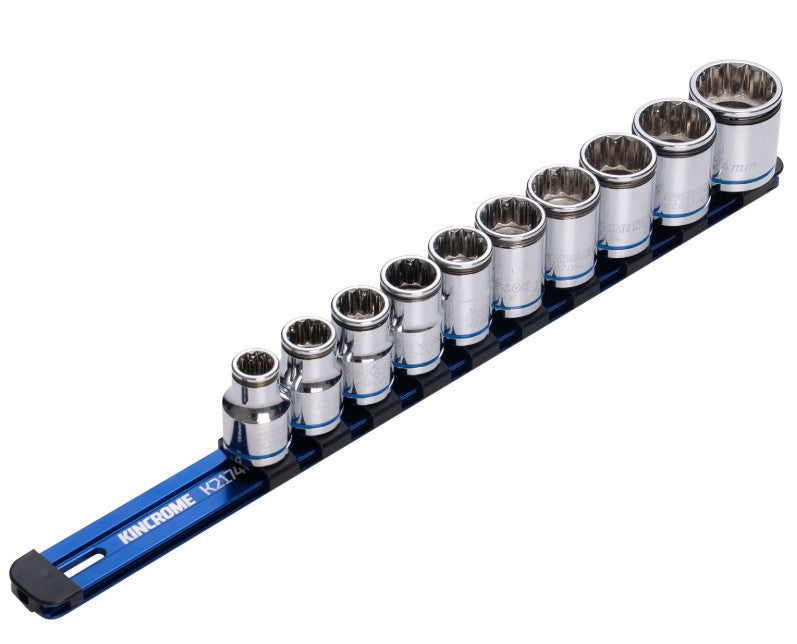Kincrome 10 Piece 1/2” Drive Nut-Lok Socket Rail Set K2174NL Socket Set Kincrome