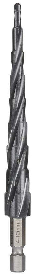 Bordo Step Tip Step Drill 10mm Deep Cut 4-12mm x 1mm HSS-Co5 (Cobalt) TiAlN Coated 1/ " Hex Shank 2612-MD1 Drill Bit Bordo