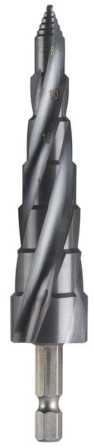 Bordo Step Tip Step Drill 10mm Deep Cut 8-20mm x 2mm HSS-Co5 (Cobalt) TiAlN Coated 1/4" Hex Shank 2612-MD2 Drill Bit Bordo