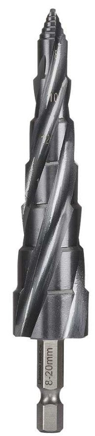 Bordo Step Tip Step Drill 10mm Deep Cut Tapping 4.2,5,6.8,8.5,10.2,12,14mm HSS-Co5 (Cobalt) TiAlN Coated 1/4" Hex Shank 2612-MD5 Drill Bit Bordo