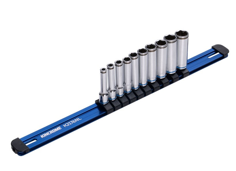 Kincrome 10 Piece 1/4” Drive Nut-Lok Socket Rail Deep Set K2176NL Socket Set Kincrome