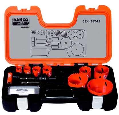 BAHCO 3834-SET-92 11pce 16-83mm Sandflex Metal & Wood Boards Bi-Metal Holesaw Set 3834-SET-92 Holesaw BAHCO