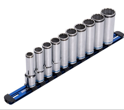 Kincrome 10 Piece 1/2” Drive Nut-Lok Socket Rail Deep Set K2181NL Socket Set Kincrome