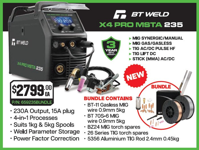 BT Weld X4 PRO MSTA 235 4 IN 1 Process Welder Bundle 659235BUNDLE welder BT Weld