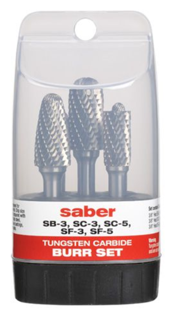 Saber 5 Piece Burr Set 8020-S1 Carbide Burrs Saber