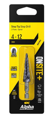 Alpha 4-12mm Onsite Plus Step Drill  Spiral Flute 9STQRM4-12SD