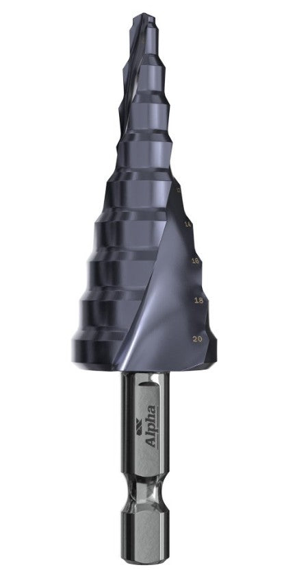 Alpha 4-20mm Onsite Plus Step Drill Spiral Flute 9STQRM4-20SD Drill Bit Alpha