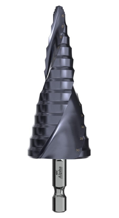 Alpha 6-30mm Onsite Plus Step Drill Spiral Flute 9STQRM6-30SD Drill Bit Alpha
