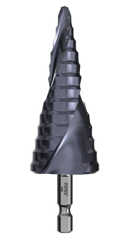 Alpha 6-30mm Onsite Plus Step Drill Spiral Flute 9STQRM6-30SD Drill Bit Alpha