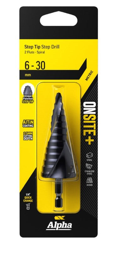 Alpha 6-30mm Onsite Plus Step Drill Spiral Flute 9STQRM6-30SD Drill Bit Alpha