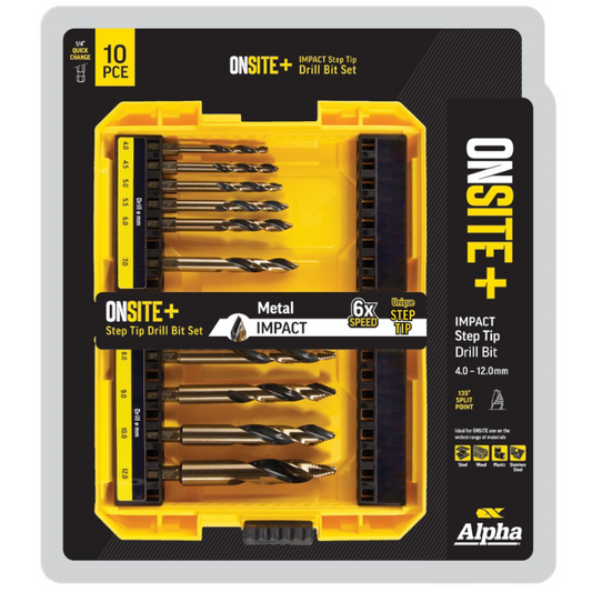 Alpha 10 Piece ONSITE Plus Impact Step Tip Drill Set SM10ST Drill Bit Alpha