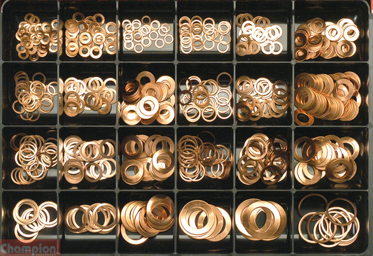 Champion Metric Copper Washer Master Kit 24 Sizes: 5mm to 26mm ID CA2260 Washers Champion