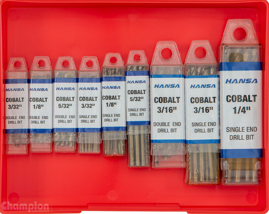 Champion Imperial Cobalt Drill Bit Assortment 9 Sizes: 1/4″ to 3/32″CA81 Drill Bit Champion