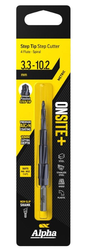 Alpha Onsite Plus Step Tip Step Cutter 3.3-10.2mm M4-M12 9STM4-12DSD Drill Bit Alpha