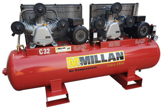 McMillian C32-23.6cfm 2 x 3.2HP 240Volt High Pressure Compressor C32 Compressor McMillian Air Compressors