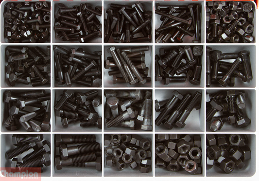 Champion UNC Bolt & Nut Gr.8 Master Kit 22 Sizes: 1/4″ to 1/2″ Dia CA2370 Screws and Nuts Champion