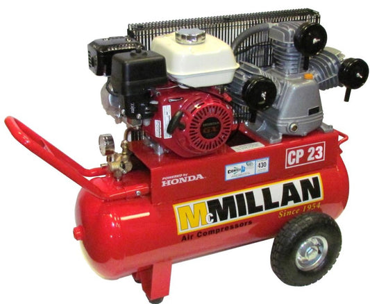 McMillan Portable 6.5hp Petrol Powered Air Compressor 22.5cfm CP23 Compressor McMillian Air Compressors