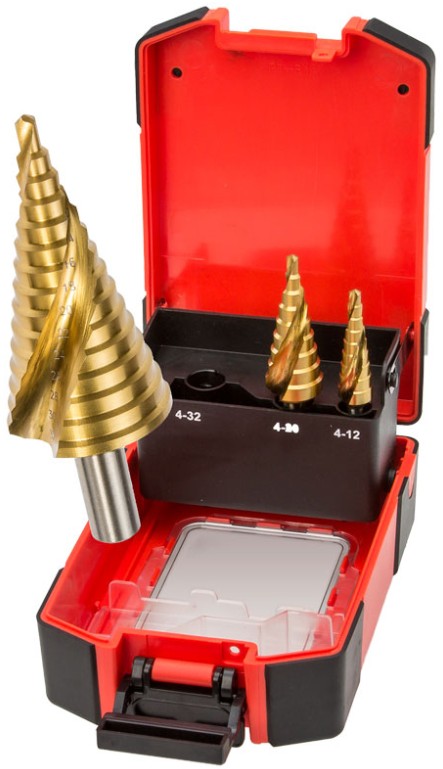 Geiger Ti-nite Coated Spiral Flute 3 Piece Step Drill Set G3SD Drill Sets Geiger
