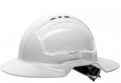 Tuffgard Broad Brim White  Vented Hard Hat w/ ratchet harness FRTGBB57RWW0000