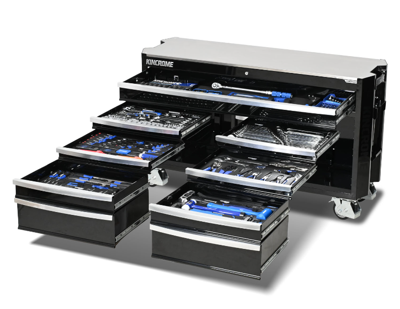 Kincrome CONTOUR Trolley Tool Kit 454 Piece 12 Drawer 60" Black K1968B Tool Box Kincrome