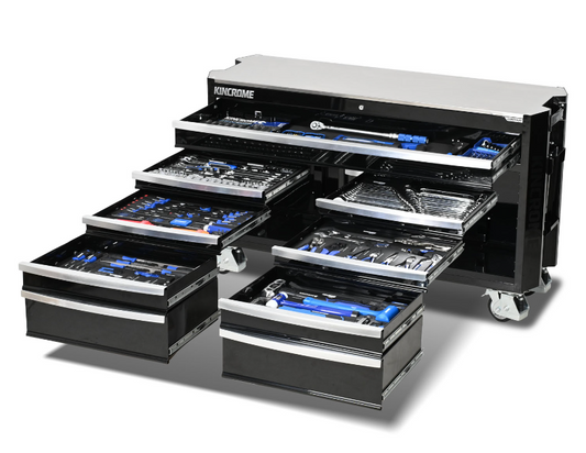 Kincrome CONTOUR Trolley Tool Kit 454 Piece 12 Drawer 60" Black K1968B Tool Box Kincrome