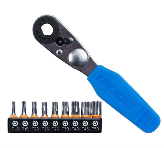Kincrome Mini Ratchet 5 Point Tamperproof TORX Bit Set 10 Piece K5034 Ratchet Bit Kincrome