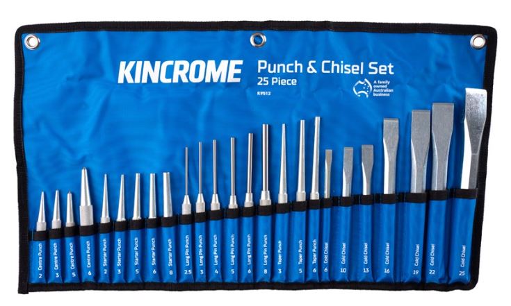 Kincrome Punch & Chisel Set 25 Piece K9512 punch set Kincrome