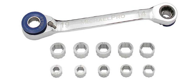 Michael Pro 11-in-1 Ratchet Wrench with Interchangeable Gear Rings 12Pce MP001204 Ratchet Wrench Michael Pro