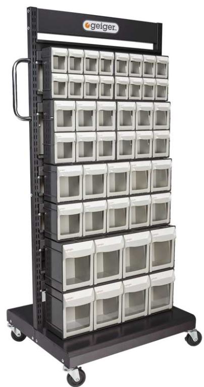 Geiger Single-Sided Mobile Pivot Drawer Cart 46 Drawer MSFO4568 Drawer Cart Geiger