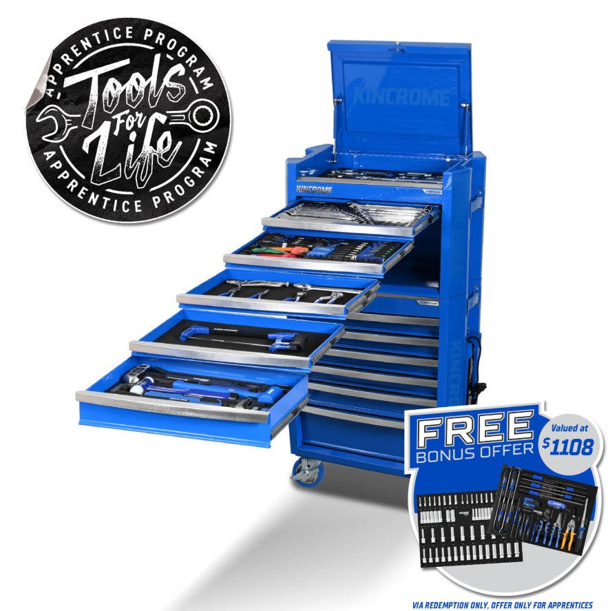 Kincrome CONTOUR Workshop Tool Kit 307 Piece 11 Drawer 29" Blue P1821 Tool Box Kincrome