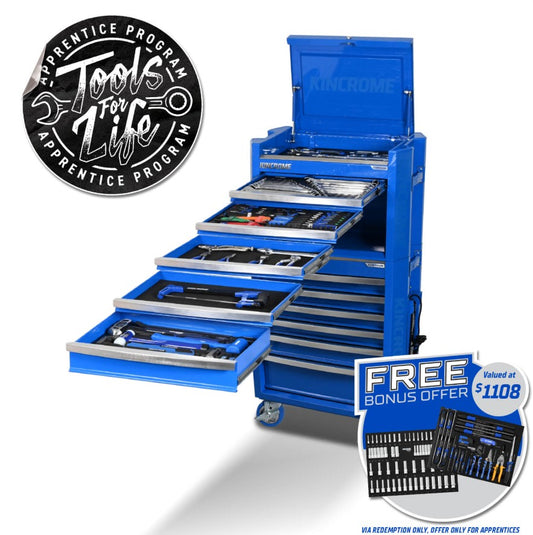 Kincrome CONTOUR Workshop Tool Kit 307 Piece 11 Drawer 29" Blue P1821 Tool Box Kincrome