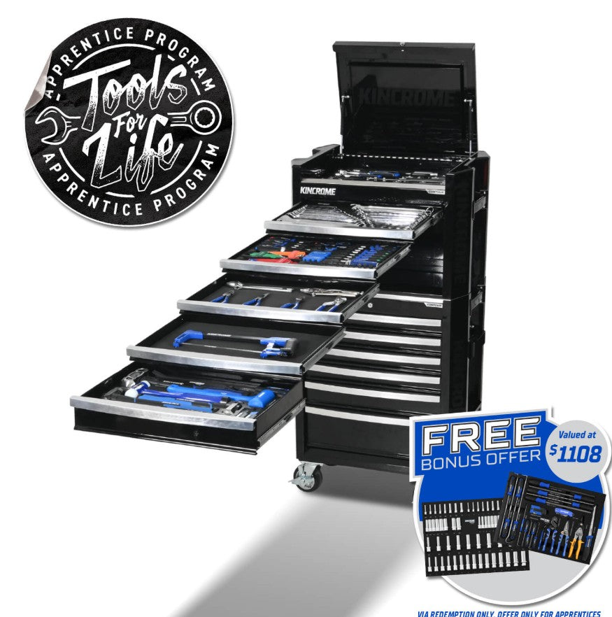 Kincrome CONTOUR Workshop Tool Kit 307 Piece 11 Drawer 29" Black P1821B Tool Box Kincrome