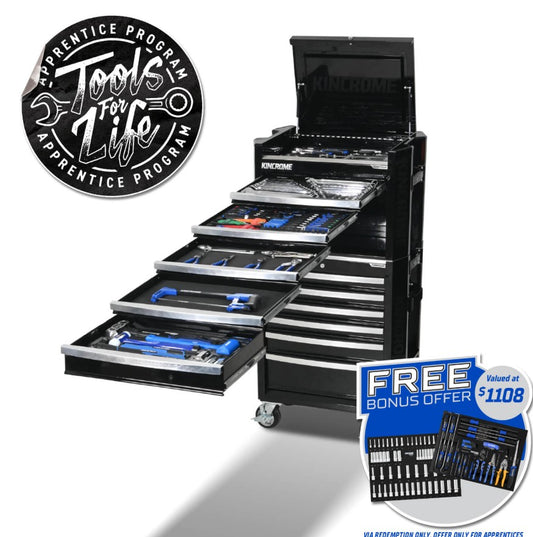 Kincrome CONTOUR Workshop Tool Kit 307 Piece 11 Drawer 29" Black P1821B Tool Box Kincrome