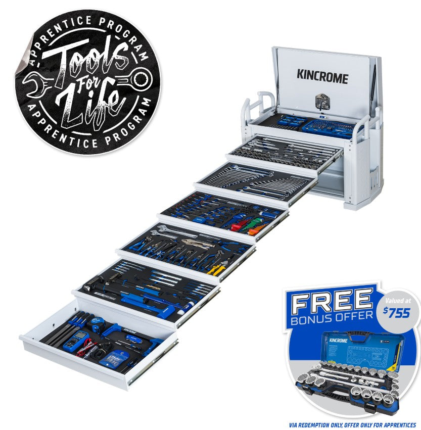 Kincrome OFF-ROAD Field Service Truck Box Kit White 452 Piece 6 Drw 1/4, 3/8 & 1/2" Drive P1830W Toolbox Kincrome