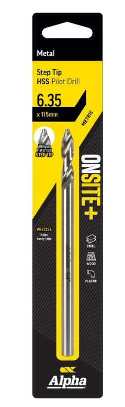 Alpha 115mm Onsite Plus HSS Step Tip Pilot Drill PLDST-2 Drill Bit Alpha